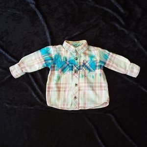Custom Dipped flannel buttonup size 18/24 months Sale